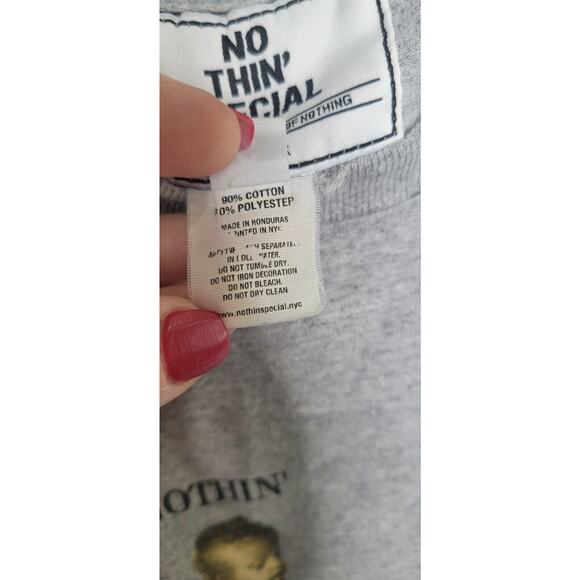 Nothin' Special Babies Graphic T-Shirt Heathered Gray Smoking Joint Small - Picture 8 of 10